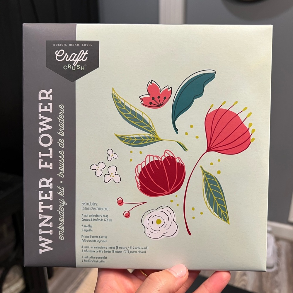 BRAND NEW! Craft Crush Embroidery Kit - Winter Flower